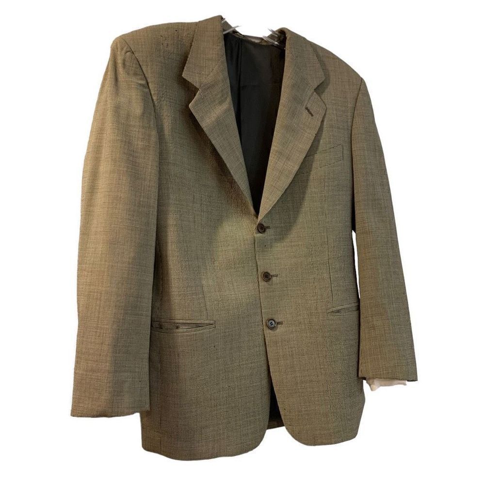 Valentino Uomo Vintage 1980s Blazer Houndstooth 100% Wool‎ Italy 39 Regular